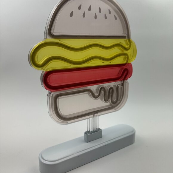 12" Hamburger Cheeseburger Acrylic Tabletop Neon Sign Lamp Battery Operated - Picture 2 of 12